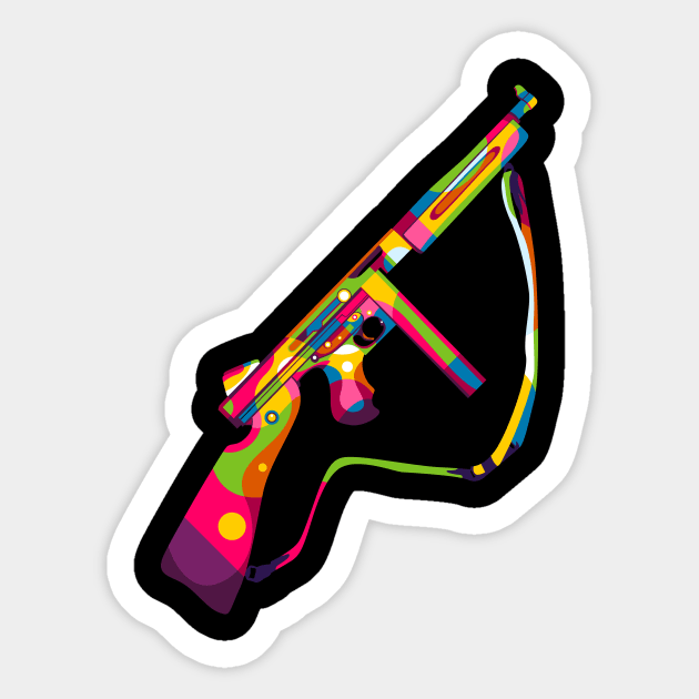 Thompson Submachine Gun Pop Art Sticker by wpaprint